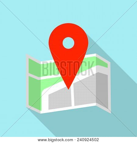 Big Red Pin Map Icon. Flat Illustration Of Big Red Pin Map Vector Icon For Web Design