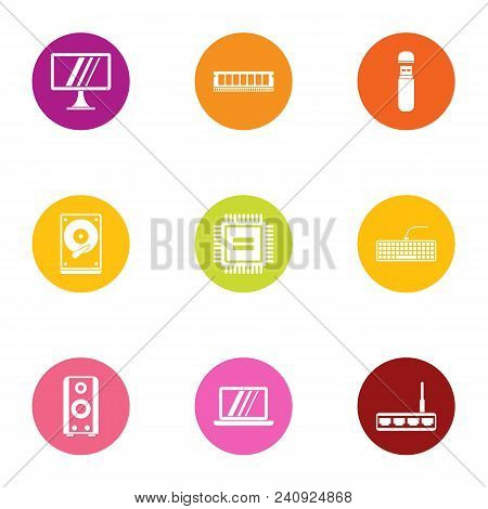 Technical Monitor Icons Set. Flat Set Of 9 Technical Monitor Vector Icons For Web Isolated On White 