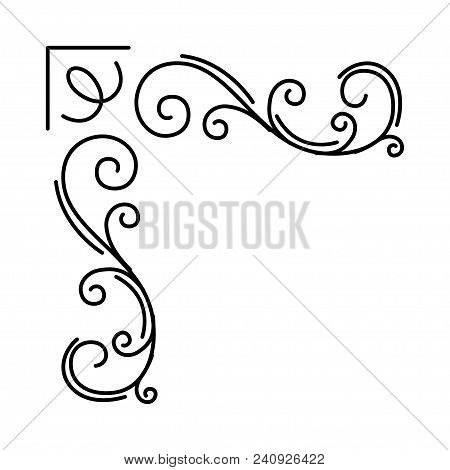 Ornamental Floral Corner. Decorative Filigree Element. Swirls, Vintage Style. Wedding Invitation, Ho