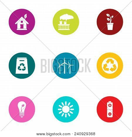Green Shelter Icons Set. Flat Set Of 9 Green Shelter Vector Icons For Web Isolated On White Backgrou