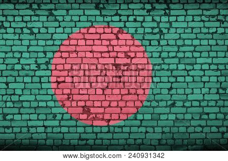 Bangladesh Flag Is Painted Onto An Old Brick Wall