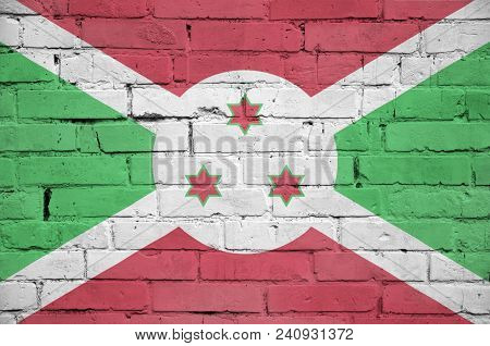 Burundi Flag Is Painted Onto An Old Brick Wall