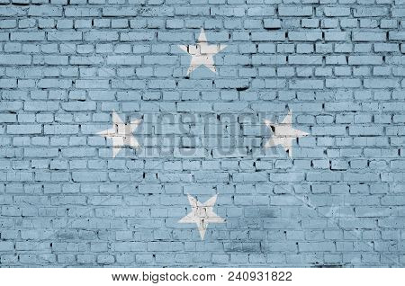 Micronesia Flag Is Painted Onto An Old Brick Wall