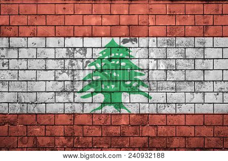 Lebanon Flag Is Painted Onto An Old Brick Wall