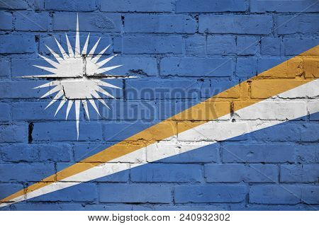 Marshall Islands Flag Is Painted Onto An Old Brick Wall
