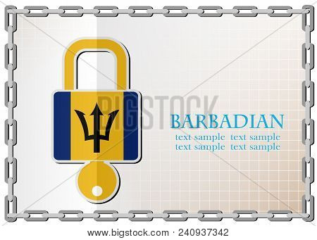 Lock Logo Made From The Flag Of Barbadian