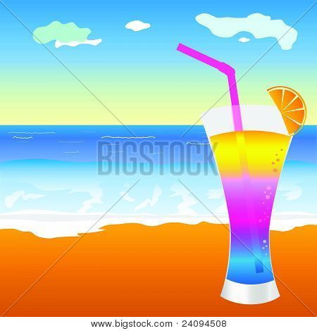 Koktejl na pláži ilustrace