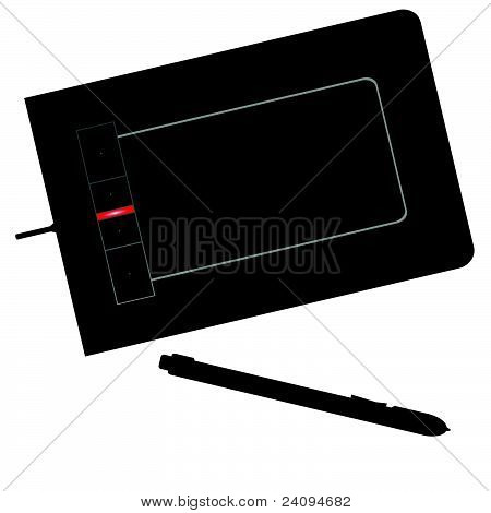 Grafický Tablet černé vektorové ilustrace