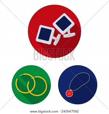 Jewelry And Accessories Flat Icons In Set Collection For Design.decoration Vector Symbol Stock  Illu