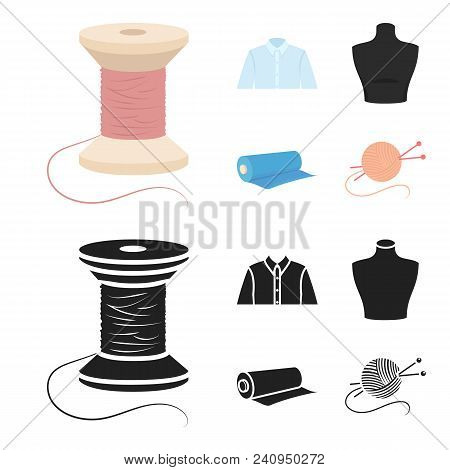 A Man Shirt, A Mannequin, A Roll Of Fabric, A Ball Of Threads And Knitting Needles.atelier Set Colle