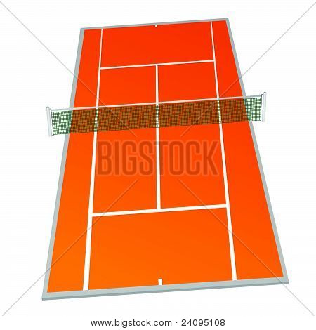 Tennis Court Orange Color Vector Illustration