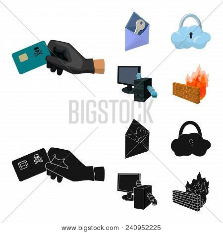 System, Internet, Connection, Code .hackers And Hacking Set Collection Icons In Cartoon, Black Style