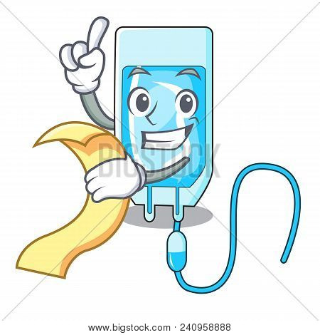 With Menu Infussion Bottle Mascot Cartoon Vector Illustration