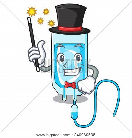 Magician Infussion Bottle Mascot Cartoon Vector Illustration