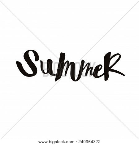 Calligraphic Text Summer. Handwritten Lettering Summer Isolated On White Background.