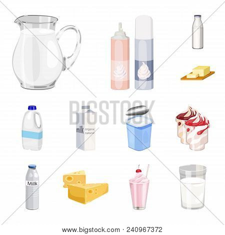 Milk Product Cartoon Icons In Set Collection For Design.milk And Food Vector Symbol Stock  Illustrat