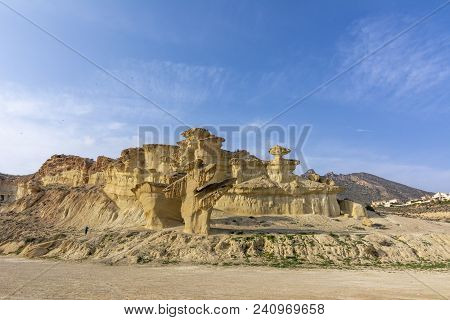 Erosions Of Sandstone At Bolnuevo Enchanted City In Mazarron. Murcia, Spain