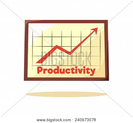 Productivity Graphic Card Vector Illustration Of Schedule With Big Red Rising Up Arrow, Squared Fiel