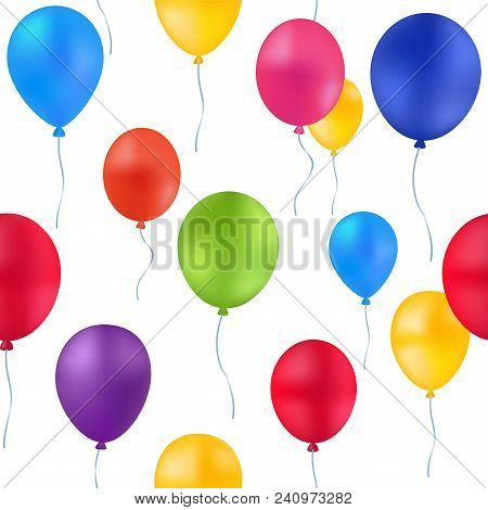Print Colorful Balloons Pattern Vector Birthday Festive