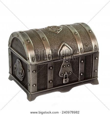 Small Steel Chest Isolated On White Background