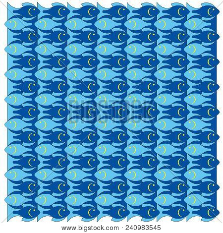 Vector Tech Background, Fish Pattern Combination, No Gradient.