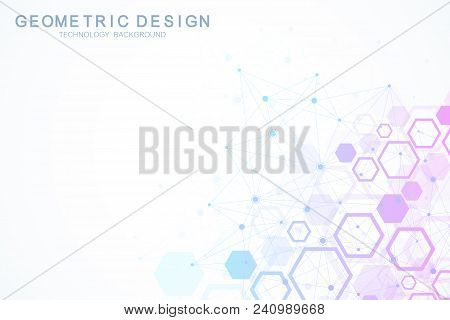 Data Technology Abstract Futuristic Vector Illustration. Big Data Visualization. Low Poly Shape With