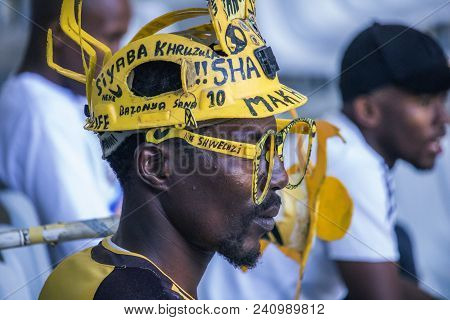 Cape Town, South Africa, 12 May 2018 - Diverse South African Football Supporter Worried During Psl F
