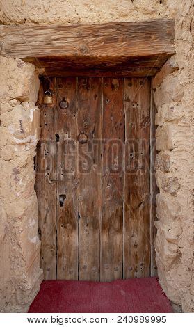 Wooden Door Leading To The Fort Of Monastery Of Saint Paul The Anchorite Located In The Eastern Dese