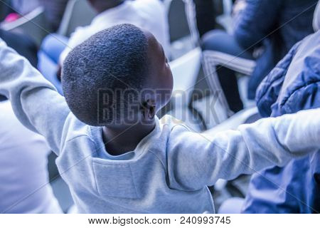 Cape Town, South Africa, 12 May 2018 - Diverse South African Football Supporters Cheering And Celebr