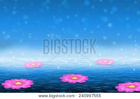 Beautiful Fantasy Floral Background With Sparkles, Bokeh In The Background.