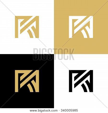 Initial Letter Ra R A Uppercase Luxury Logo Design Template Elements, Gold Color Illustration - Vect