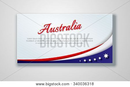 Australia National Flag Theme Red White Curved Lines And Stars On A Blue Background Patriotic Poster