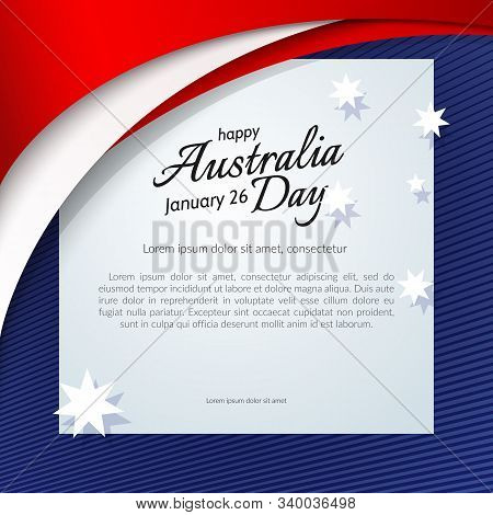 Happy Australia Day Card Brochure Poster Australia National Flag Theme Red White Curved Lines And St