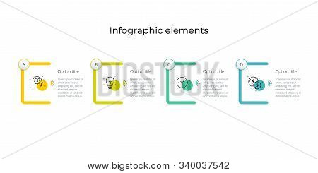 Business Process Chart Infographics With 4 Step Rectangles. Rectangular Corporate Workflow Graphic E