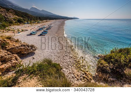 Empty Dhermi Beach - Dhermi, Himare, Europe