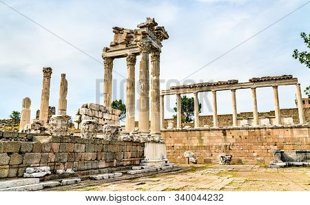 The Temple Of Trajan An Pergamon. Unesco World Heritage In Turkey
