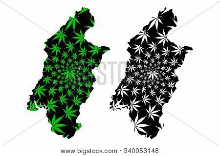 Southwest Region (regions Of Cameroon, Republic Of Cameroon) Map Is Designed Cannabis Leaf Green And