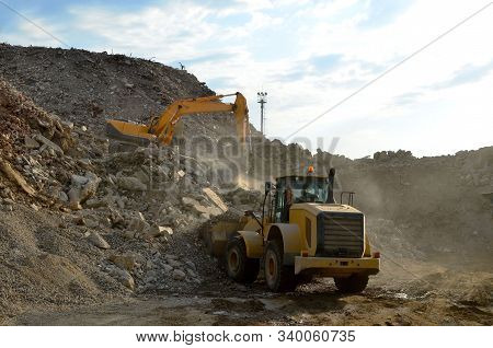 Salvaging And Recycling Building And Construction Materials. Industrial Waste Treatment Plant. Excav