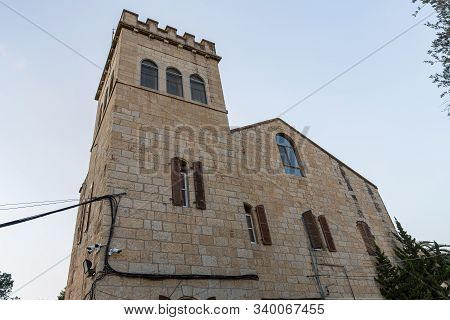 Jerusalem, Israel, December 07, 2019 : Monastery Building Near The Our Lady Of The Ark Of The Covena