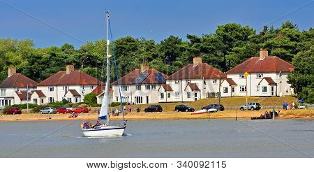 Felixstowe, Suffolk, England - August 14, 2018: Yacht In The River Deben At Bawdsey Suffolk.
