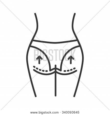 Buttock Lift Black Line Icon. Correction Female Figure. Plastic Body Surgery. Sign For Web Page, Mob