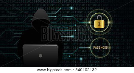 Hacker Cracks Secure Digital Data Password Binary Code Background Vector Illustration Eps10
