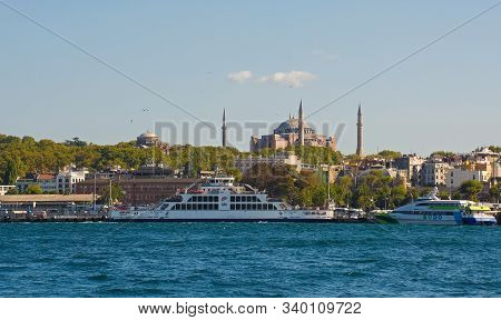 Istanbul, Turkey - September 8th 2019. Hagia Eirene And Hagia Sofia And The Sultanahmet Waterfront S