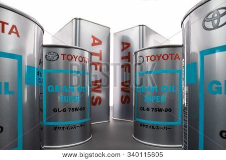 Kharkiv, Ukraine - December 12, 2019: Shooting On Wide Angle Metal Cans With Transmission Synthetic 