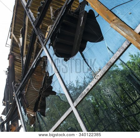Windows Of The Construction After The Huge Fire