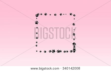 Paw Foot Trail Print Of Dog And Cat With Square Shape Vector Illustration.