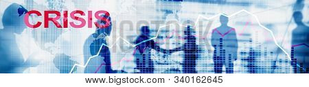 Financial Crysis Recession Economic Concept. Many Silhouettes.