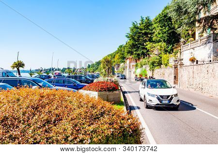 Toscolano Maderno, Lombardy, Italy - September 12, 2019: Scenic Panoramic Beltway Road Around Lake G