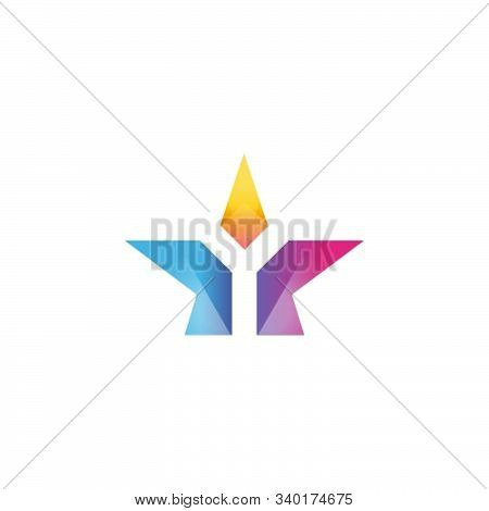 Negative Space Letter Y With Star Icon Logo Design Vector