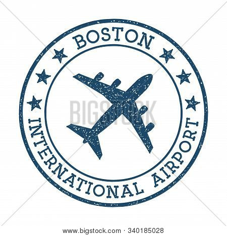 Boston International Airport Logo. Airport Stamp Vector Illustration. Boston Aerodrome.